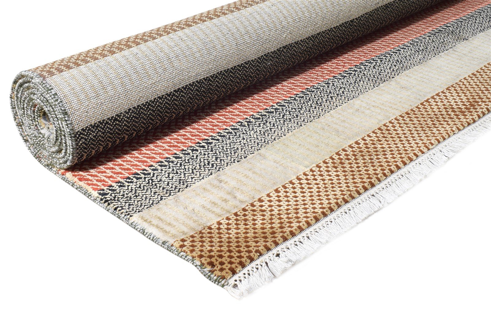Ara 6X9 Rug Wool Multi Color Modern Hand Knotted Scandinavian Striped 7865149259925