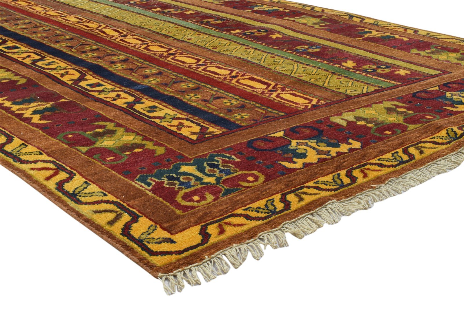 Papagena 6X9 Rug Wool Multi Color Persian Hand Knotted Turkish Striped 7860676100245