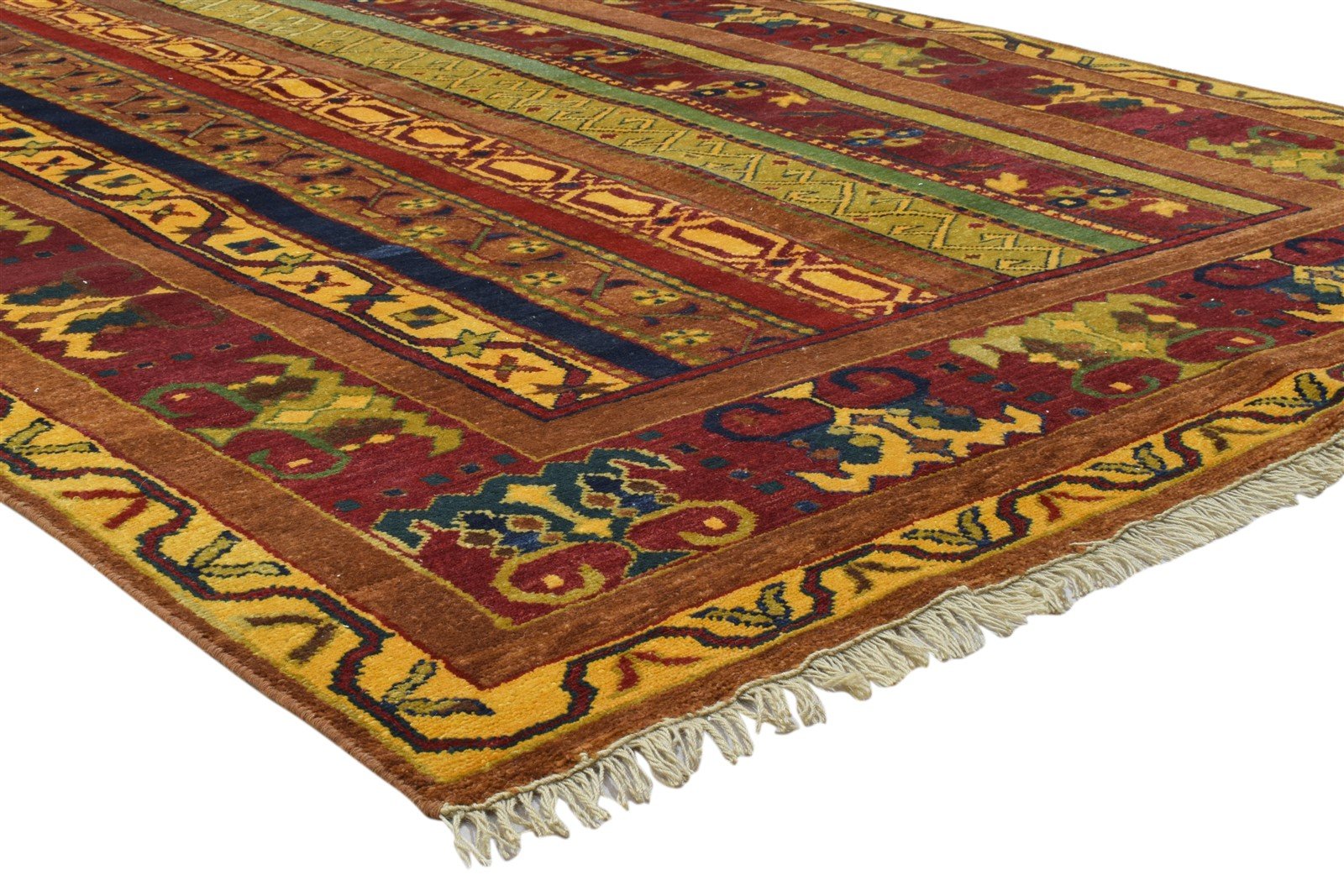 Papagena 6X9 Rug Wool Multi Color Persian Hand Knotted Turkish Striped 7860676100245