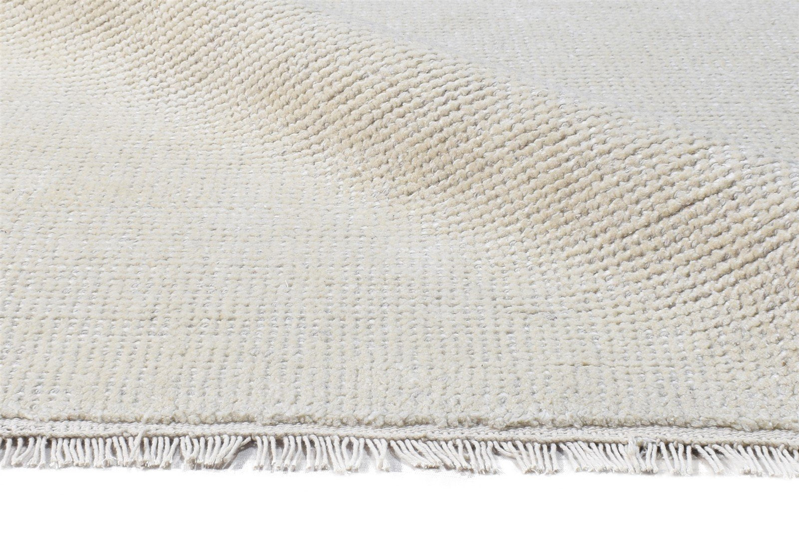 6X9 Rug Wool Off-White Modern Hand Knotted Scandinavian Solid Room Size Carpet 7865124028565