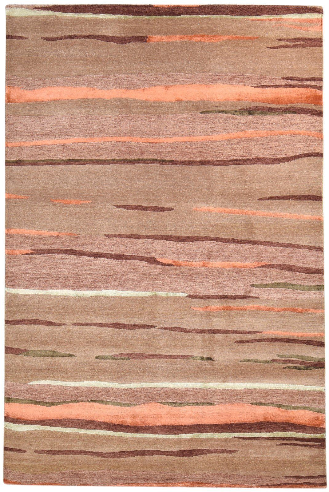 6X9 Rug Wool / Silk Brown Modern Hand Knotted American Abstract Room Size 7865097781397