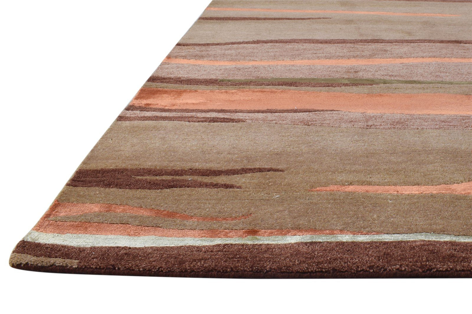 6X9 Rug Wool / Silk Brown Modern Hand Knotted American Abstract Room Size 7865097781397