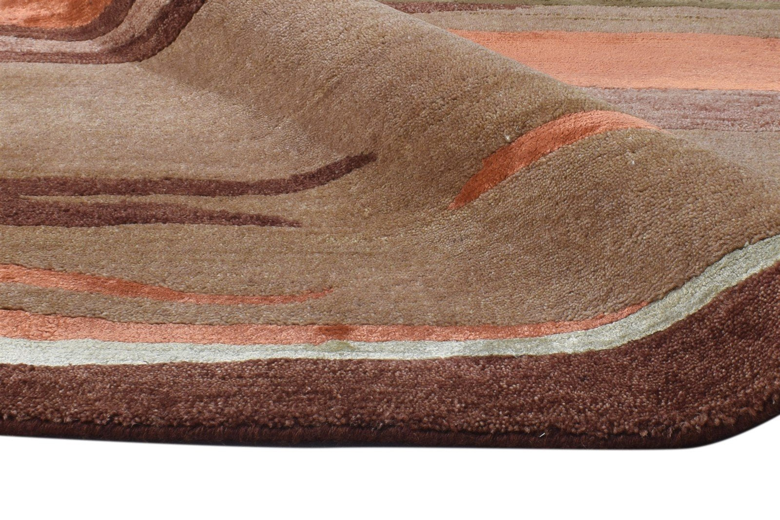 6X9 Rug Wool / Silk Brown Modern Hand Knotted American Abstract Room Size 7865097781397