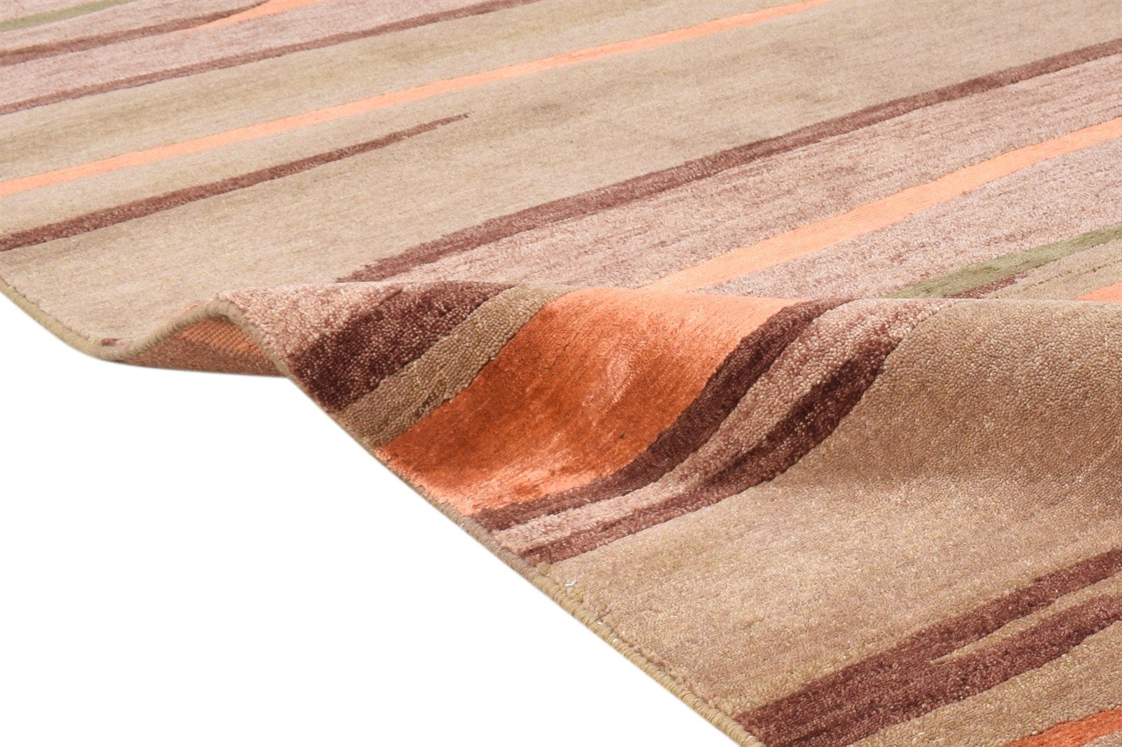 6X9 Rug Wool / Silk Brown Modern Hand Knotted American Abstract Room Size 7865097781397