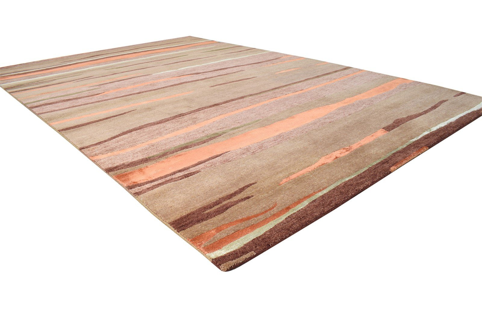 6X9 Rug Wool / Silk Brown Modern Hand Knotted American Abstract Room Size 7865097781397