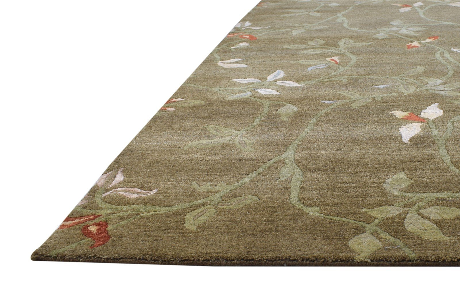6X9 Rug Wool / Silk Brown Modern Hand Knotted French Floral Room Size Carpet 7865094602901