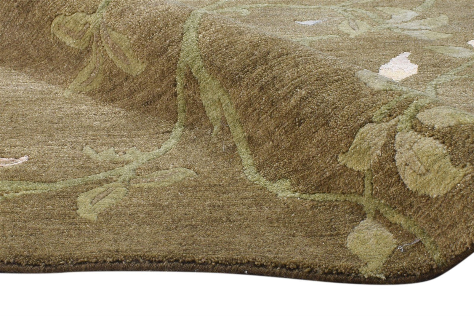 6X9 Rug Wool / Silk Brown Modern Hand Knotted French Floral Room Size Carpet 7865094602901