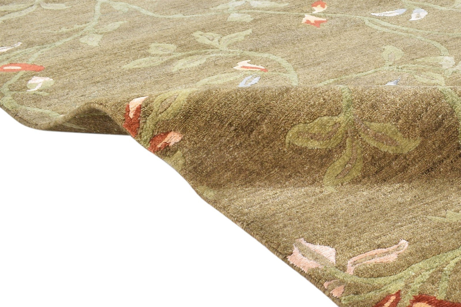 6X9 Rug Wool / Silk Brown Modern Hand Knotted French Floral Room Size Carpet 7865094602901
