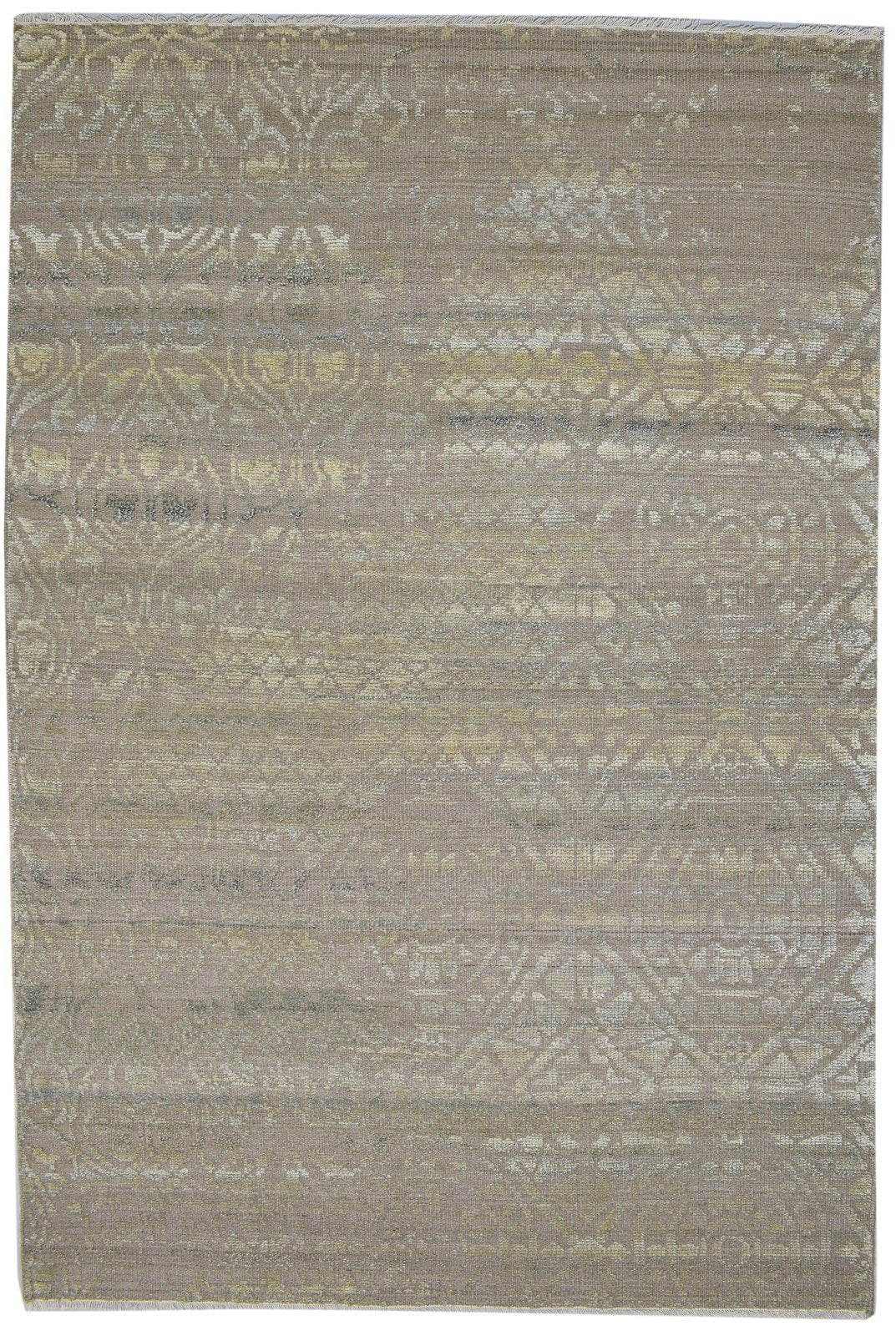 6X9 Rug Wool Silk Brown Modern Hand Knotted Scandinavian Trellis Room Size 7864088461461