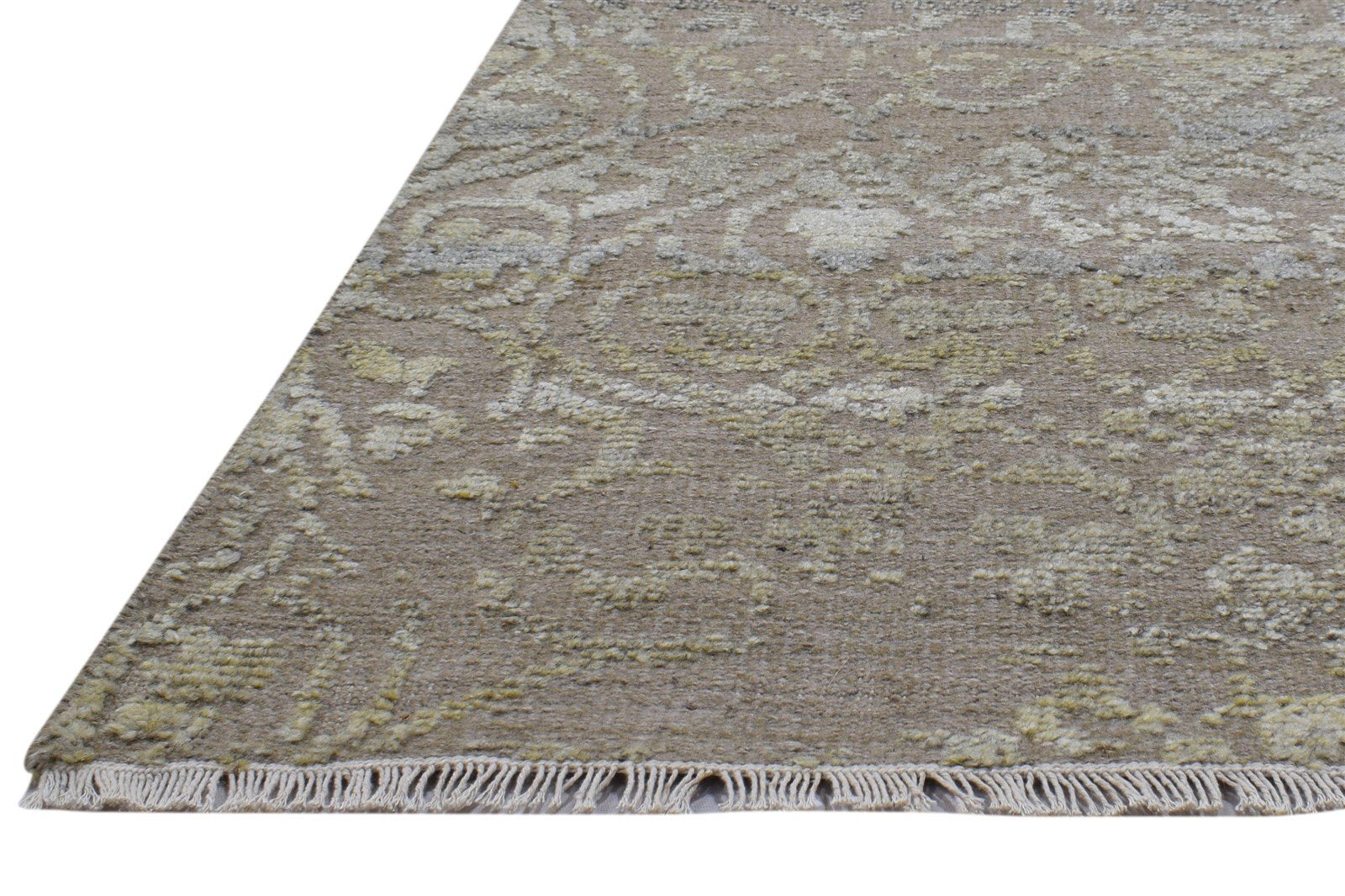 6X9 Rug Wool Silk Brown Modern Hand Knotted Scandinavian Trellis Room Size 7864088461461