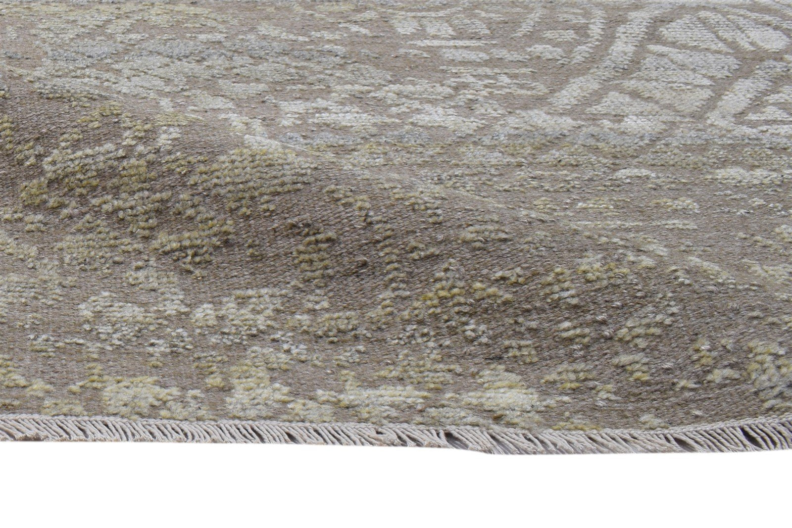 6X9 Rug Wool Silk Brown Modern Hand Knotted Scandinavian Trellis Room Size 7864088461461