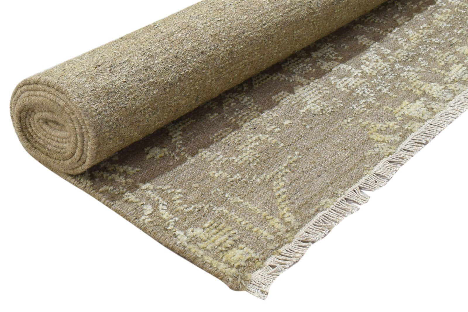 6X9 Rug Wool Silk Brown Modern Hand Knotted Scandinavian Trellis Room Size 7864088461461