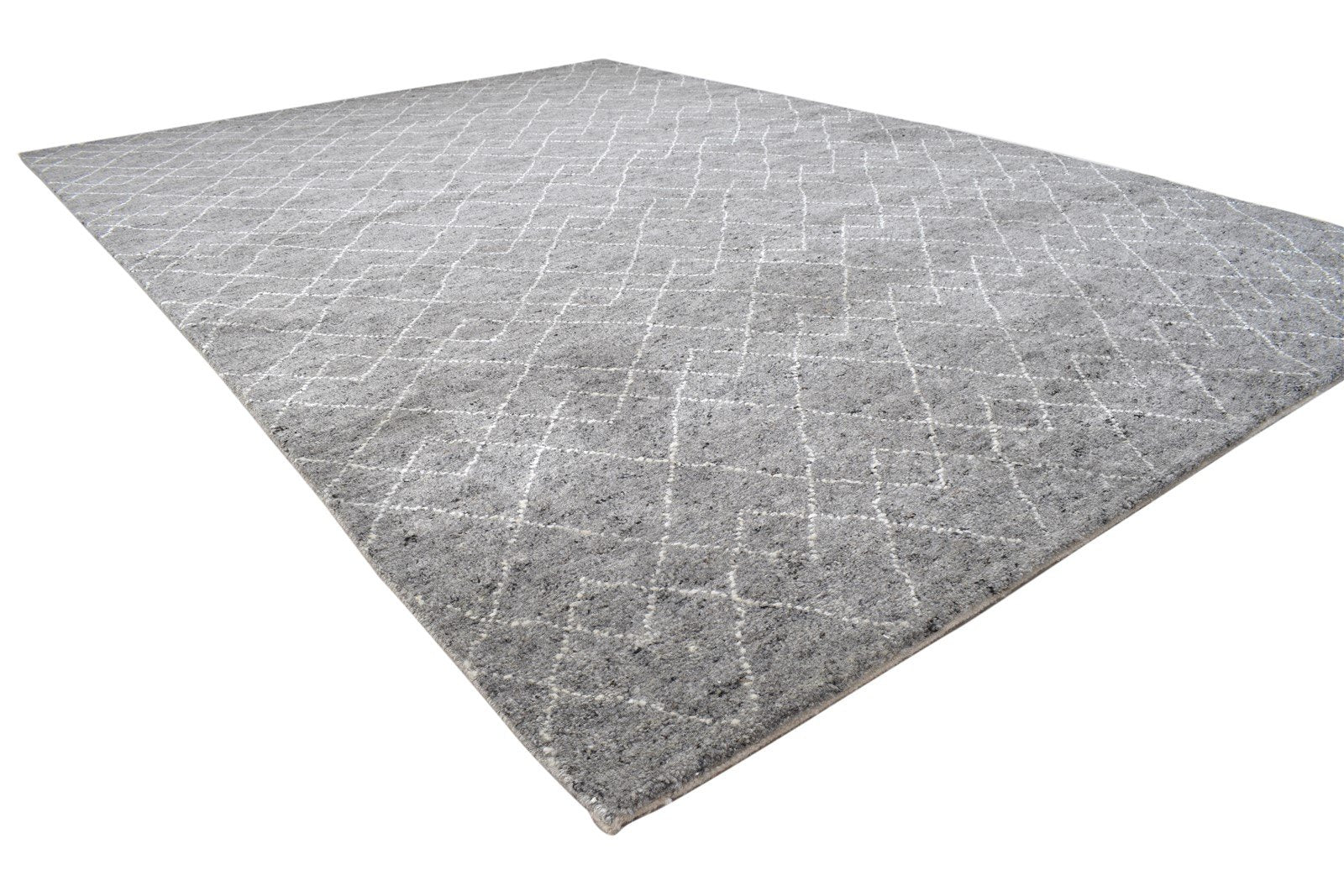 6X9 Rug Wool / Silk Dark Grey Modern Hand Knotted Moroccan Trellis Room Size 7864154587285