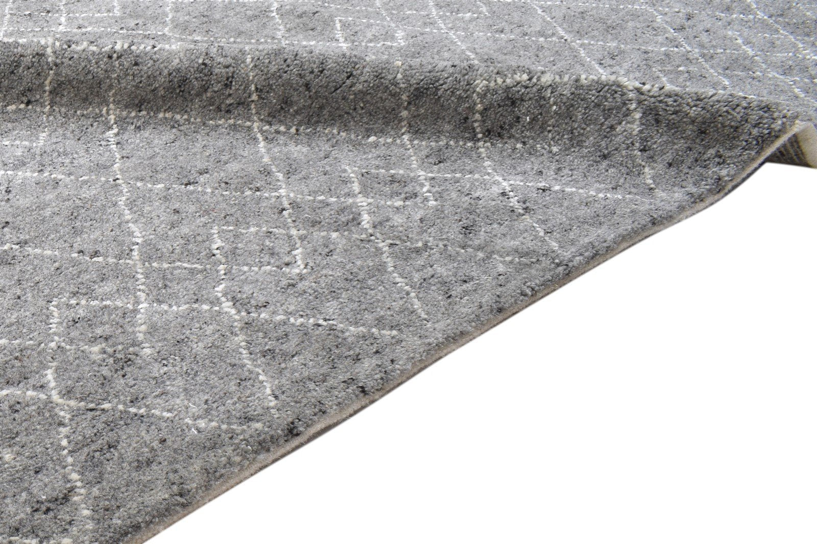 6X9 Rug Wool / Silk Dark Grey Modern Hand Knotted Moroccan Trellis Room Size 7864154587285