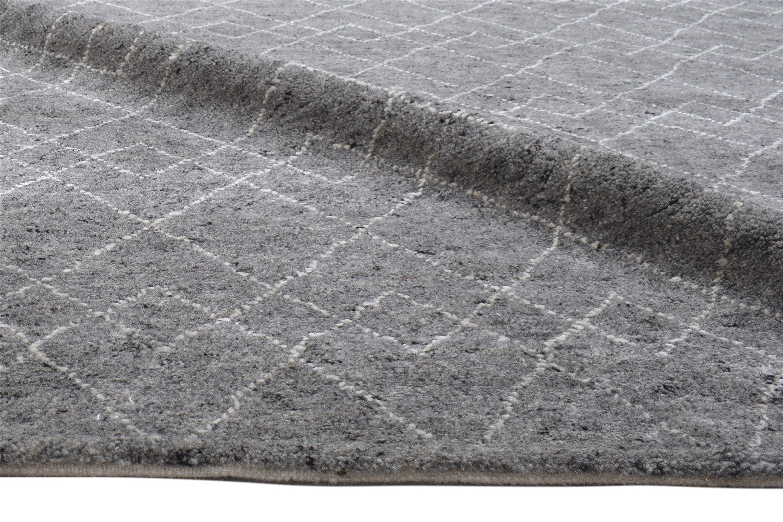 6X9 Rug Wool / Silk Dark Grey Modern Hand Knotted Moroccan Trellis Room Size 7864154587285