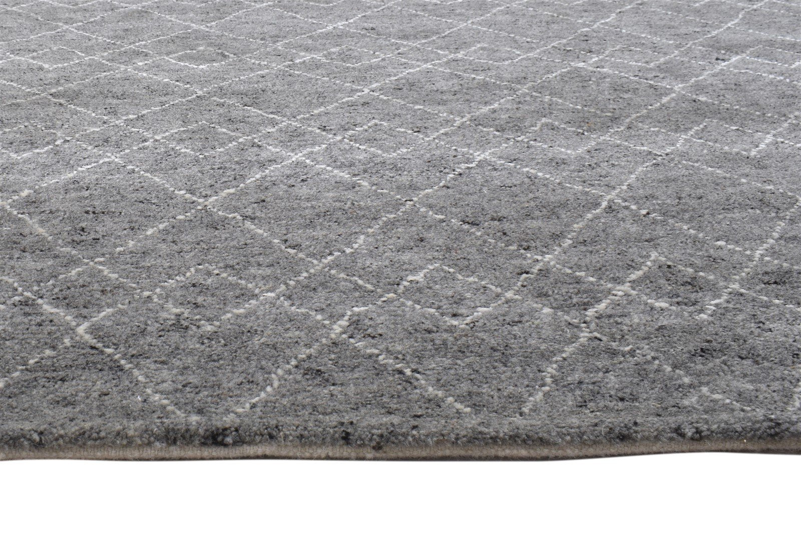 6X9 Rug Wool / Silk Dark Grey Modern Hand Knotted Moroccan Trellis Room Size 7864154587285