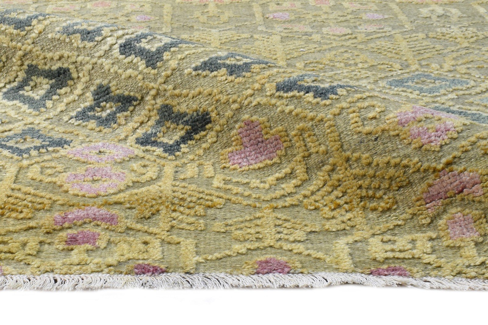 6X9 Rug Wool Silk Green Modern Hand Knotted Scandinavian Nordic Room Size 7865178128533