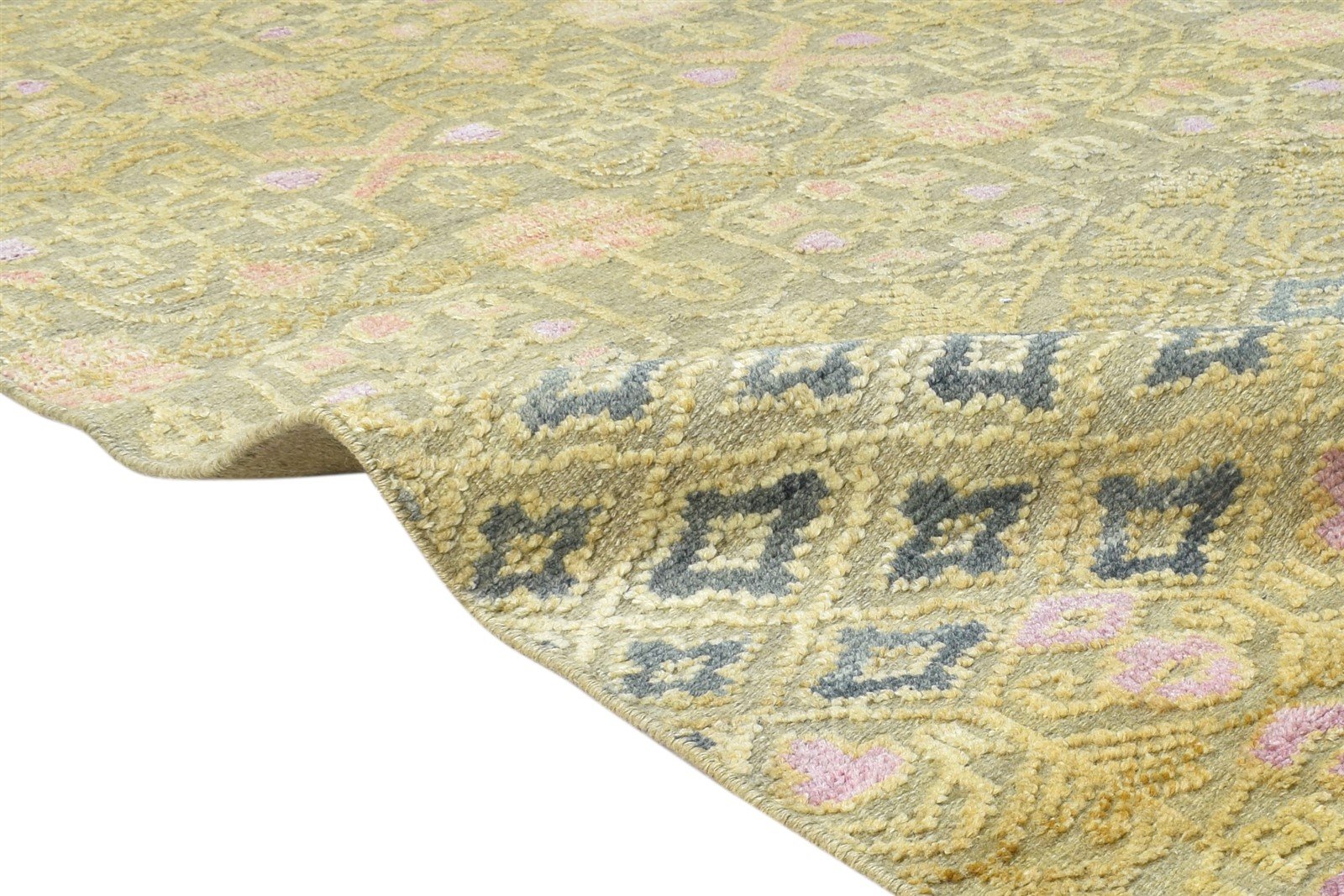 6X9 Rug Wool Silk Green Modern Hand Knotted Scandinavian Nordic Room Size 7865178128533