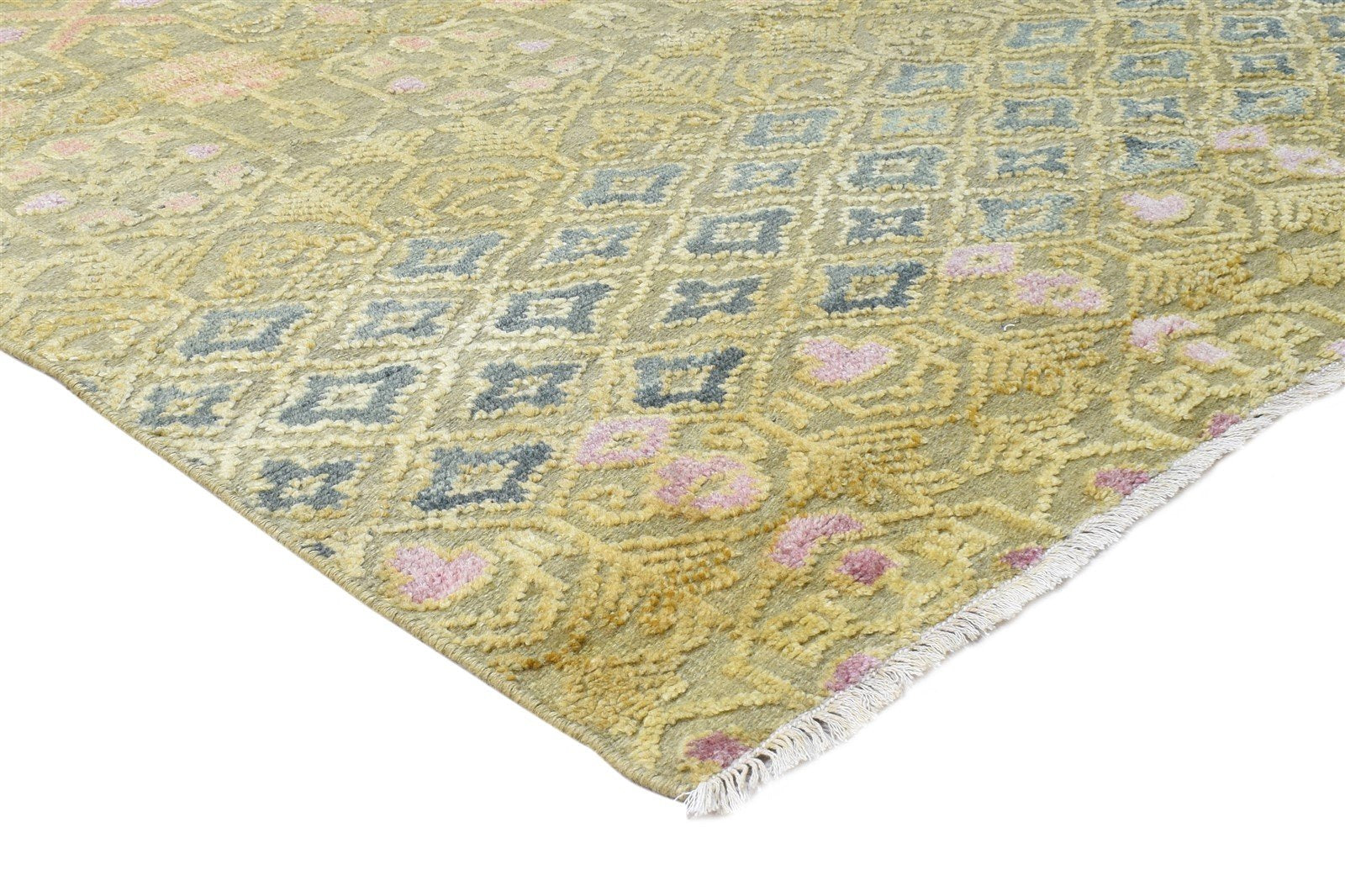 6X9 Rug Wool Silk Green Modern Hand Knotted Scandinavian Nordic Room Size 7865178128533