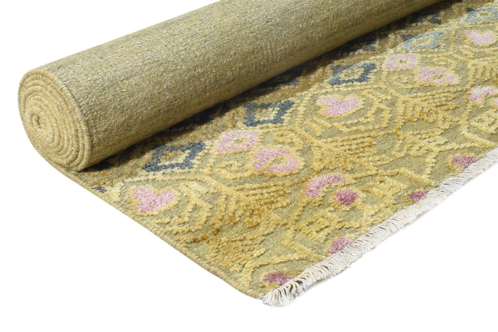 6X9 Rug Wool Silk Green Modern Hand Knotted Scandinavian Nordic Room Size 7865178128533