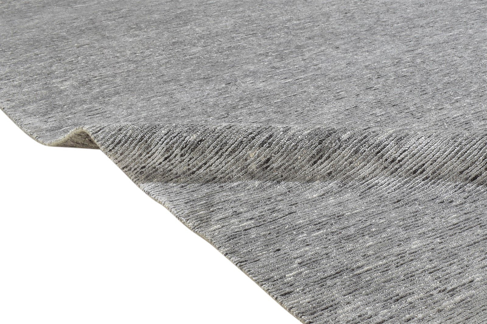 6X9 Rug Wool / Silk Grey Modern Hand Knotted Scandinavian Solid Room Size 7864171495573