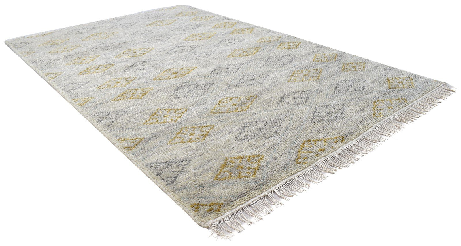 7' X 6' Rug Wool Grey Modern Hand Knotted Scandinavian Diamond Large Carpet 7864098324629