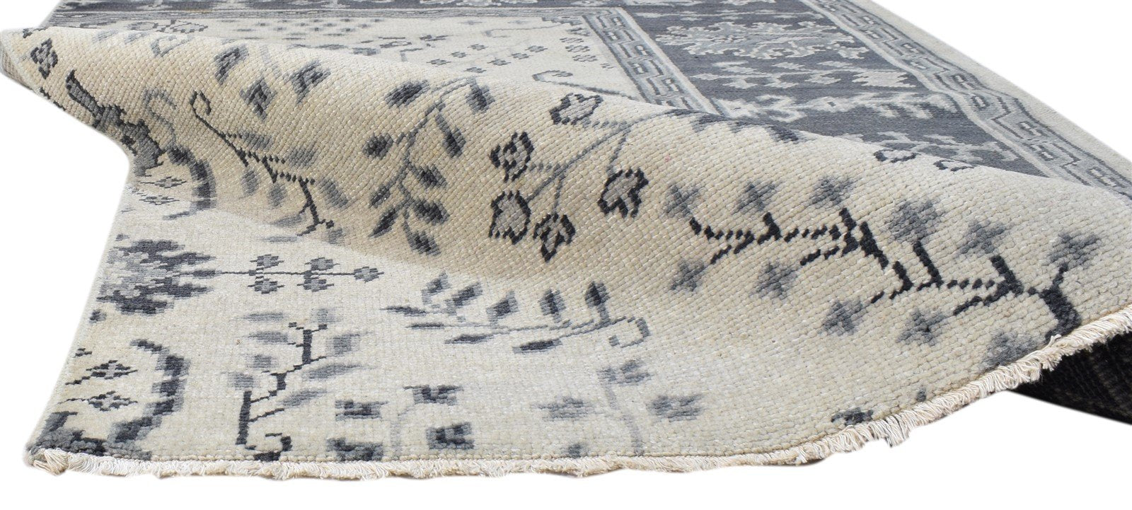 Beige Wool Rug 4X6 Persian Hand Knotted Sarouk-Indian Oriental Room Size Carpet Area Rug