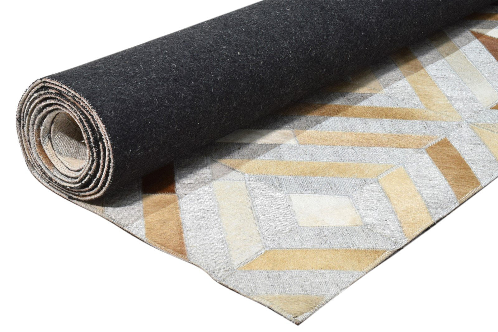 Hand Woven Grey Leather / Cotton Rug 8X10 Modern Scandinavian Diamond Large Area Rug