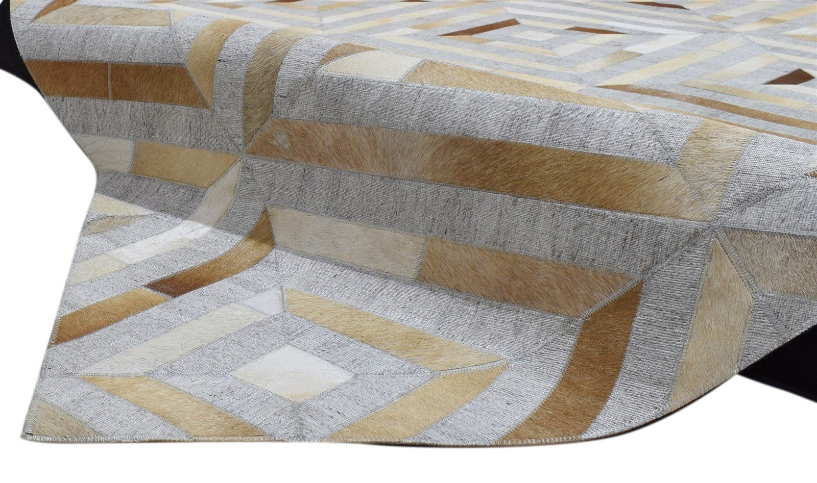 Hand Woven Grey Leather / Cotton Rug 8X10 Modern Scandinavian Diamond Large Area Rug