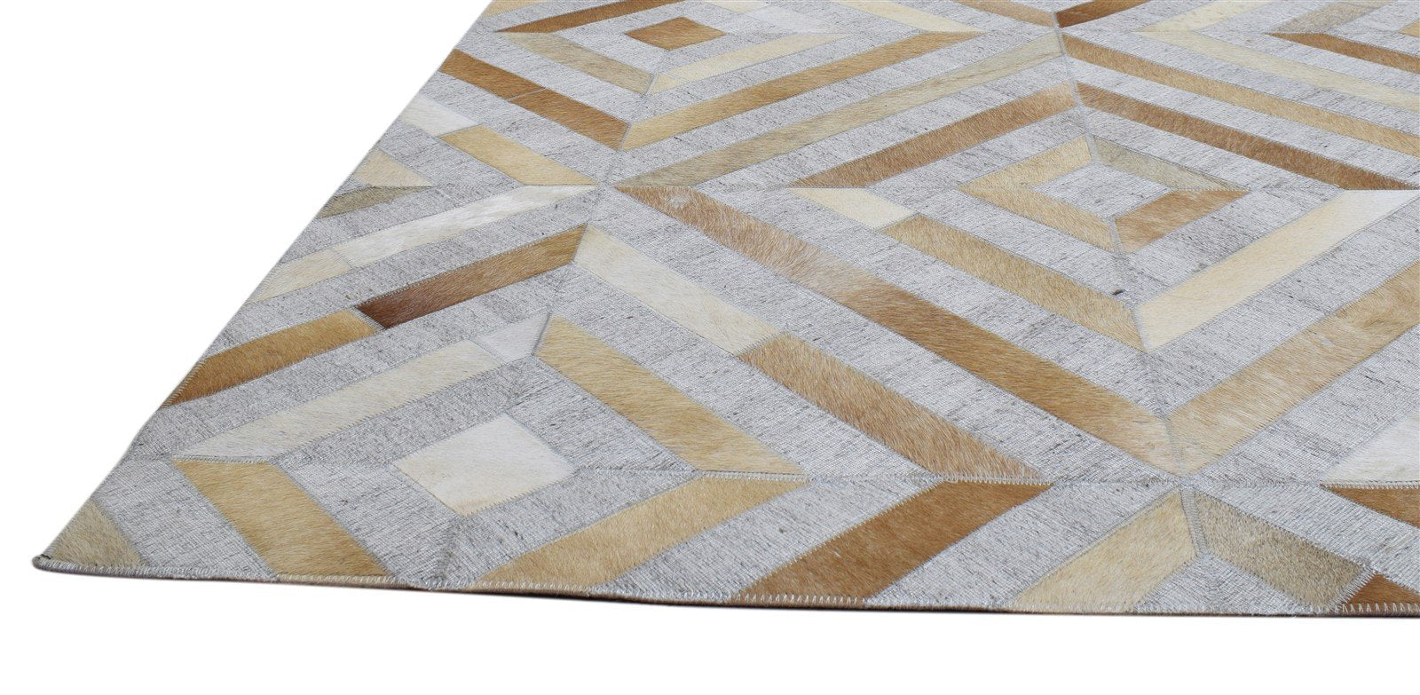 Hand Woven Grey Leather / Cotton Rug 8X10 Modern Scandinavian Diamond Large Area Rug