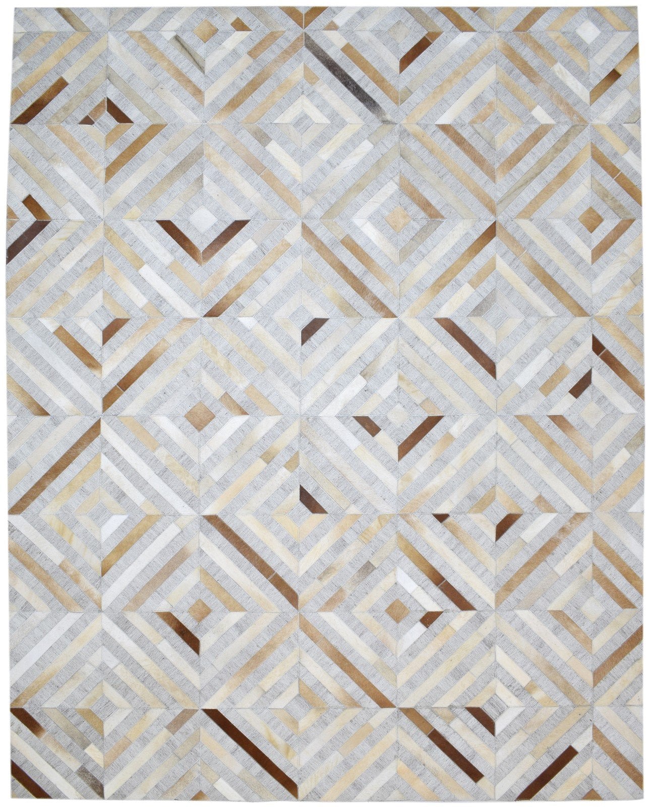 Hand Woven Grey Leather / Cotton Rug 8X10 Modern Scandinavian Diamond Large Area Rug