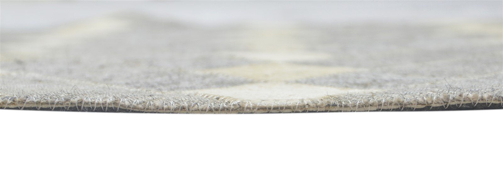 Leather Cowhide / Jacquard Grey Rug 2x2 Modern Hand Woven Diamond 2'0"X2'0" Area Rug