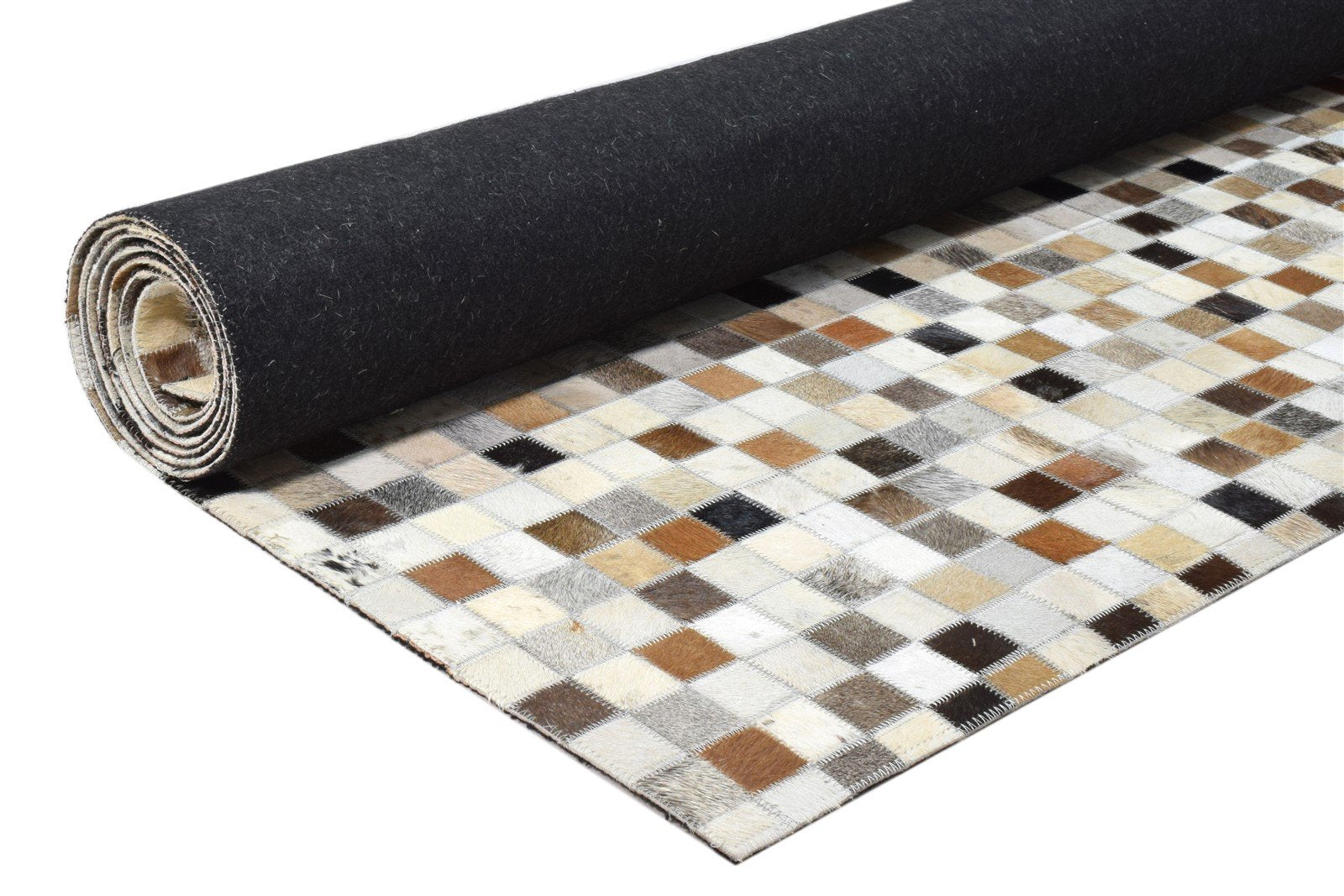 6X9 Rug Leather Brown Modern Hand Woven Scandinavian Patchwork Room Size Carpet Area Rug