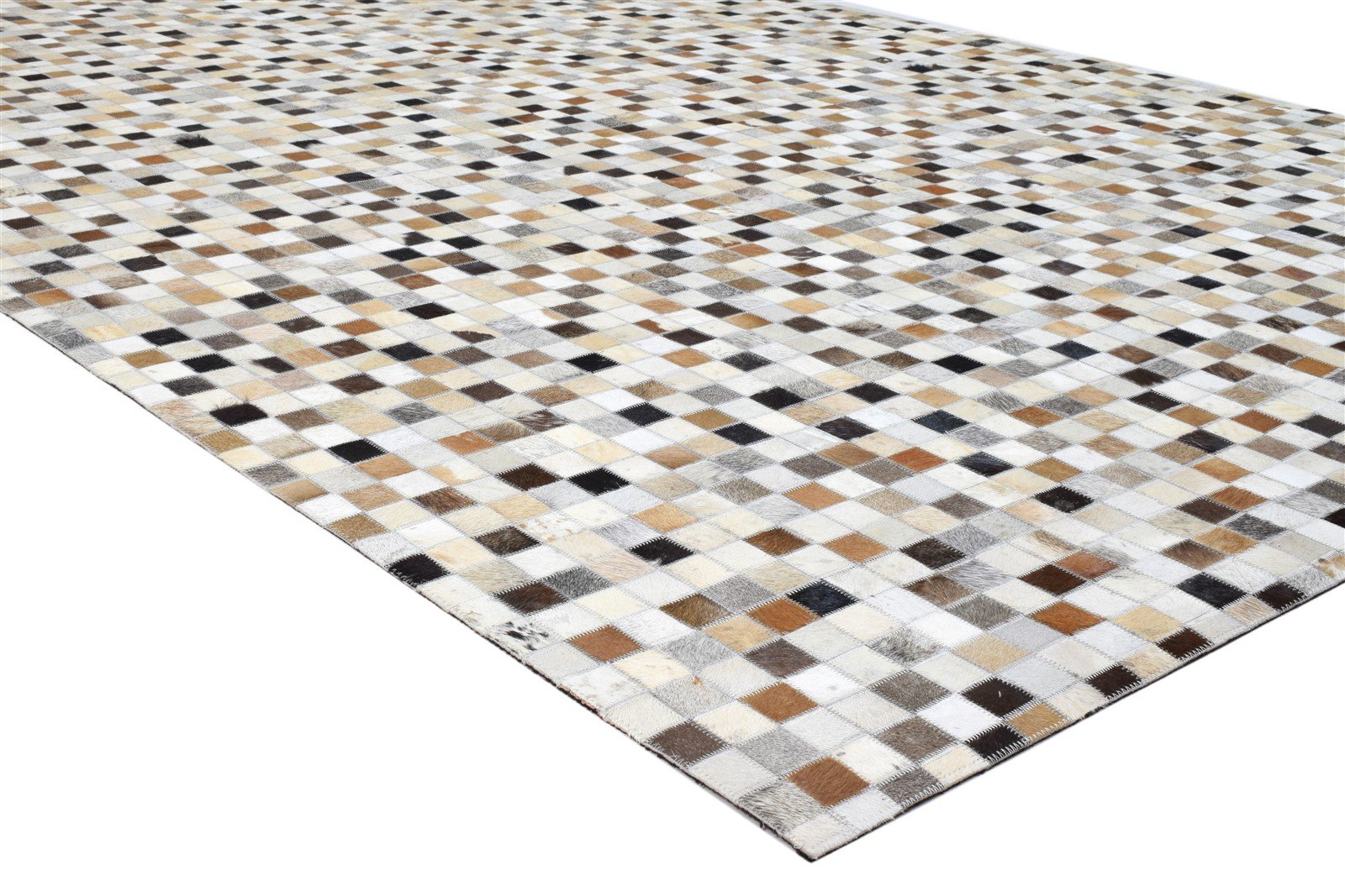 6X9 Rug Leather Brown Modern Hand Woven Scandinavian Patchwork Room Size Carpet Area Rug