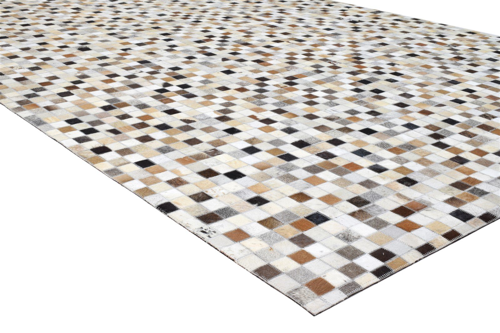 6X9 Rug Leather Brown Modern Hand Woven Scandinavian Patchwork Room Size Carpet Area Rug