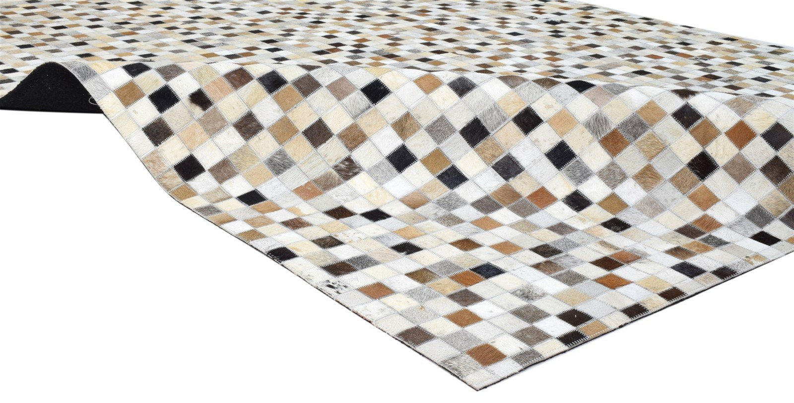 6X9 Rug Leather Brown Modern Hand Woven Scandinavian Patchwork Room Size Carpet Area Rug