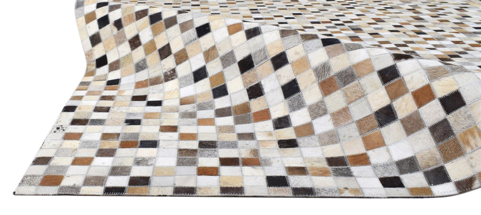 6X9 Rug Leather Brown Modern Hand Woven Scandinavian Patchwork Room Size Carpet Area Rug