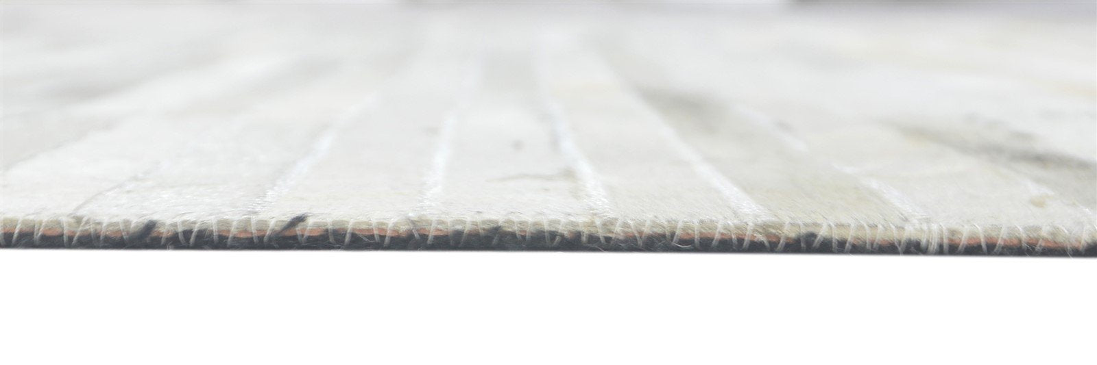 Hand Woven Grey Leather Rug 5' X 8' Modern Scandinavian Striped Room Size Carpet Area Rug