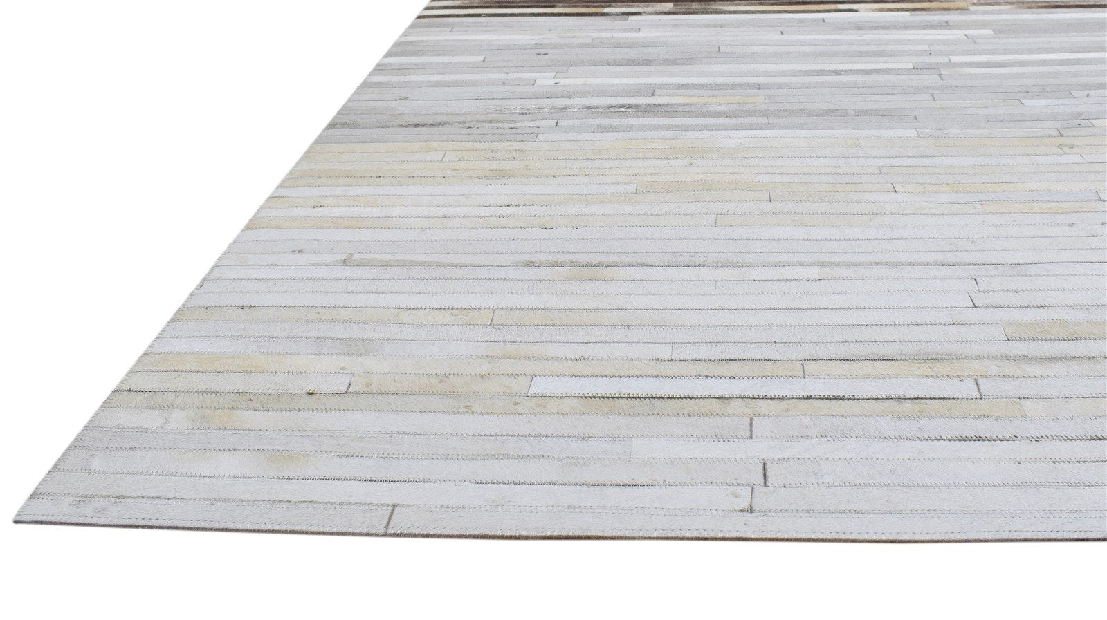 Hand Woven Grey Leather Rug 5' X 8' Modern Scandinavian Striped Room Size Carpet Area Rug
