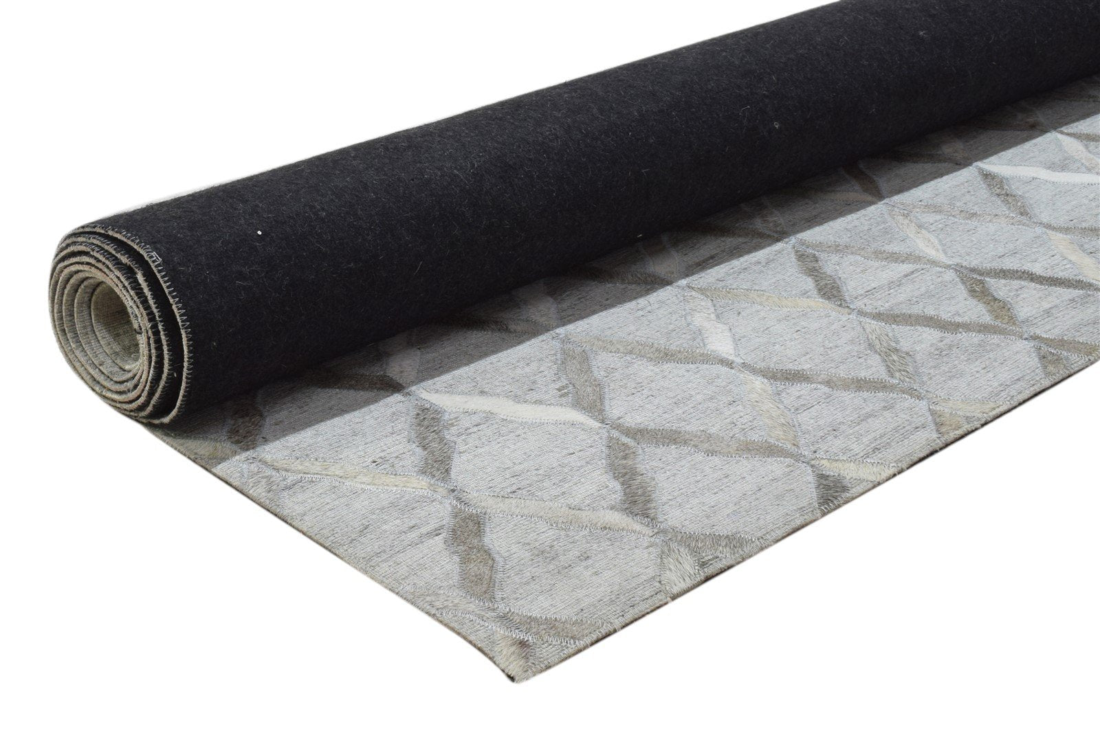 6X9 Rug Leather / Cotton Grey Modern Hand Woven Moroccan Trellis Large Carpet Area Rug