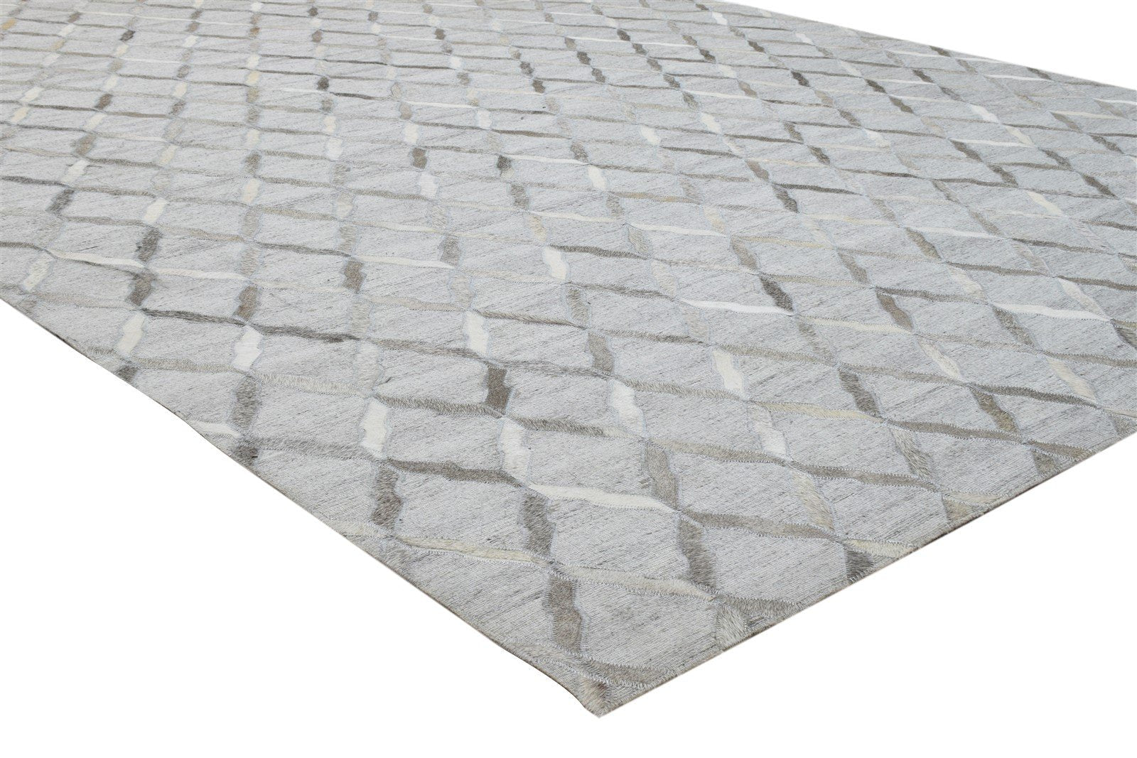 6X9 Rug Leather / Cotton Grey Modern Hand Woven Moroccan Trellis Large Carpet Area Rug