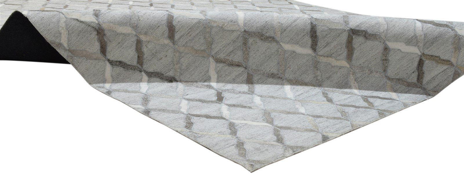 6X9 Rug Leather / Cotton Grey Modern Hand Woven Moroccan Trellis Large Carpet Area Rug