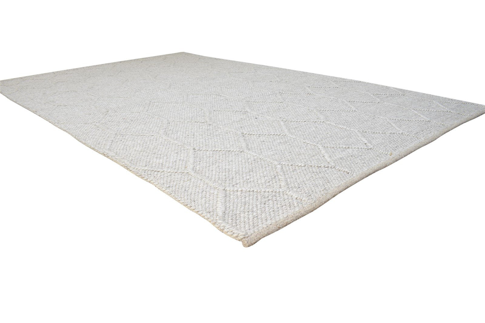 7X10 Rug New Zealand Wool Grey Modern Hand Woven Scandinavian Trellis Large 7864780456085