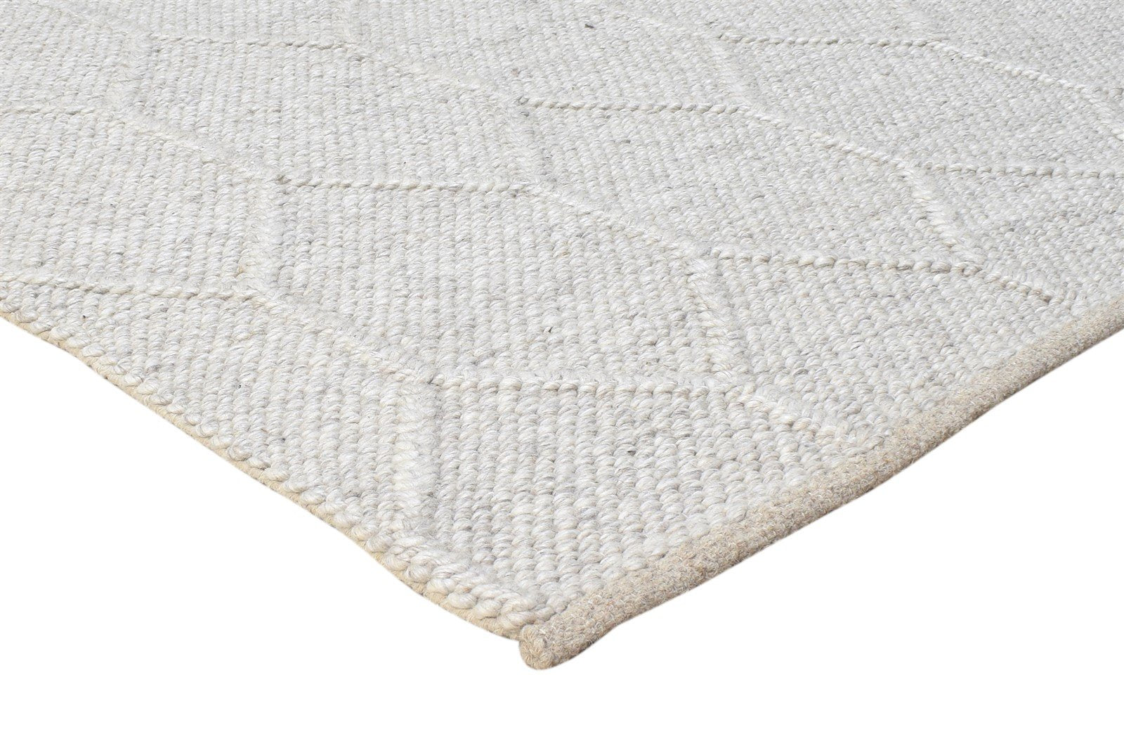 7X10 Rug New Zealand Wool Grey Modern Hand Woven Scandinavian Trellis Large 7864780456085