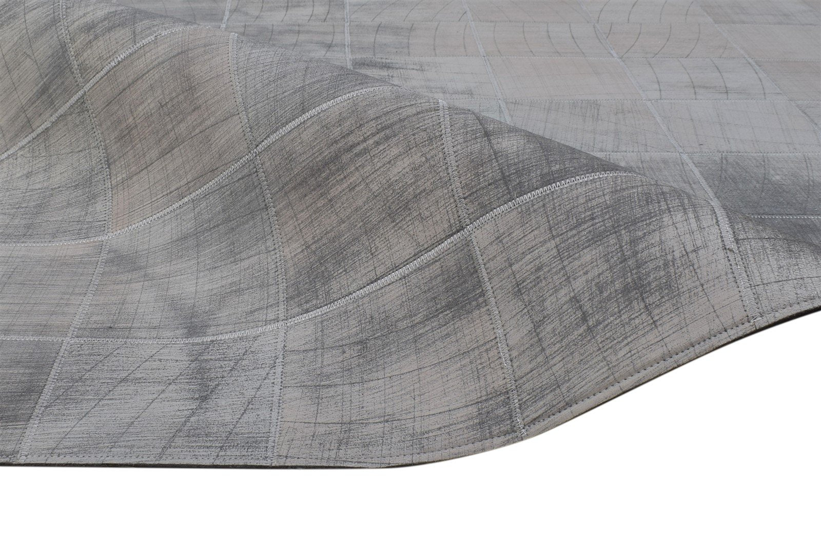 8' X 10' Rug Leather Grey Modern Hand Woven Scandinavian Bordered Large Carpet 7864783667349