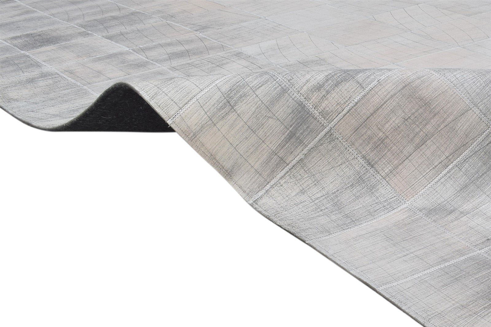8' X 10' Rug Leather Grey Modern Hand Woven Scandinavian Bordered Large Carpet 7864783667349
