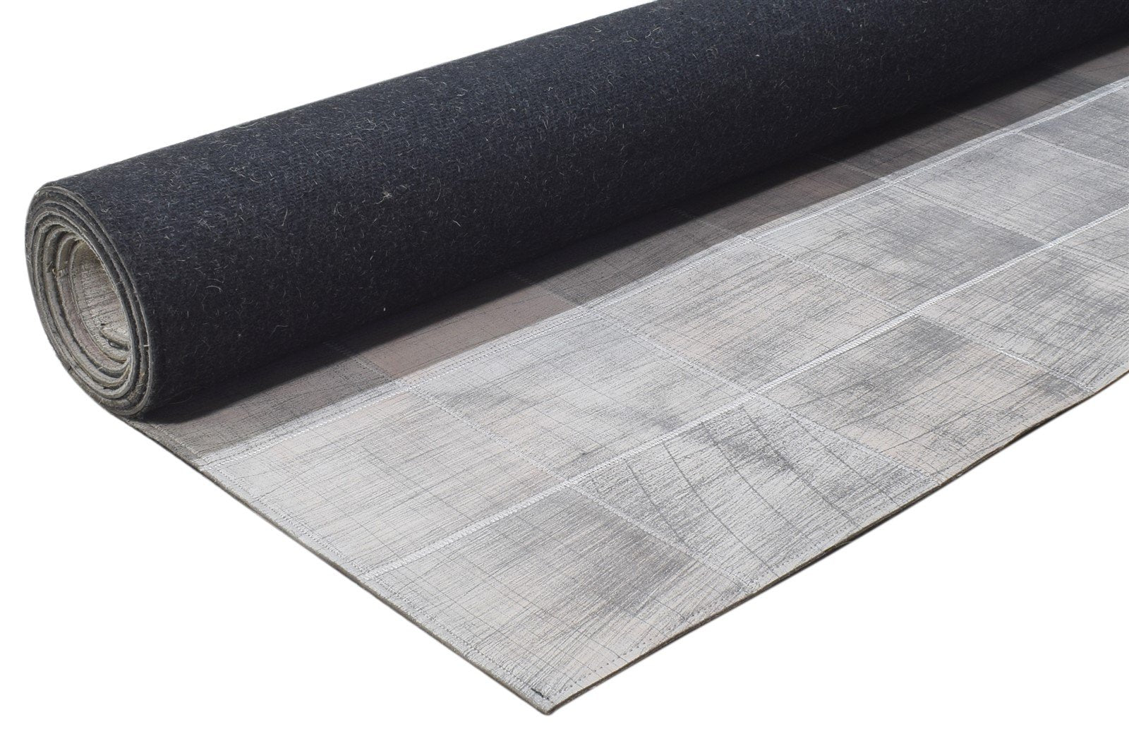 8' X 10' Rug Leather Grey Modern Hand Woven Scandinavian Bordered Large Carpet 7864783667349