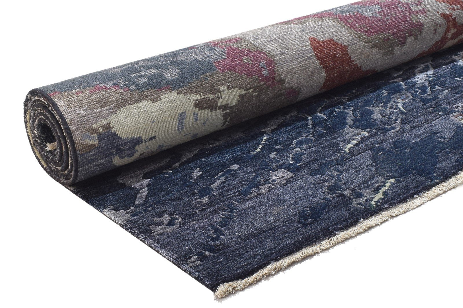 8' X 10' Rug Silk Charcoal Modern Hand Knotted Indian Abstract Large Carpet 7864324620437