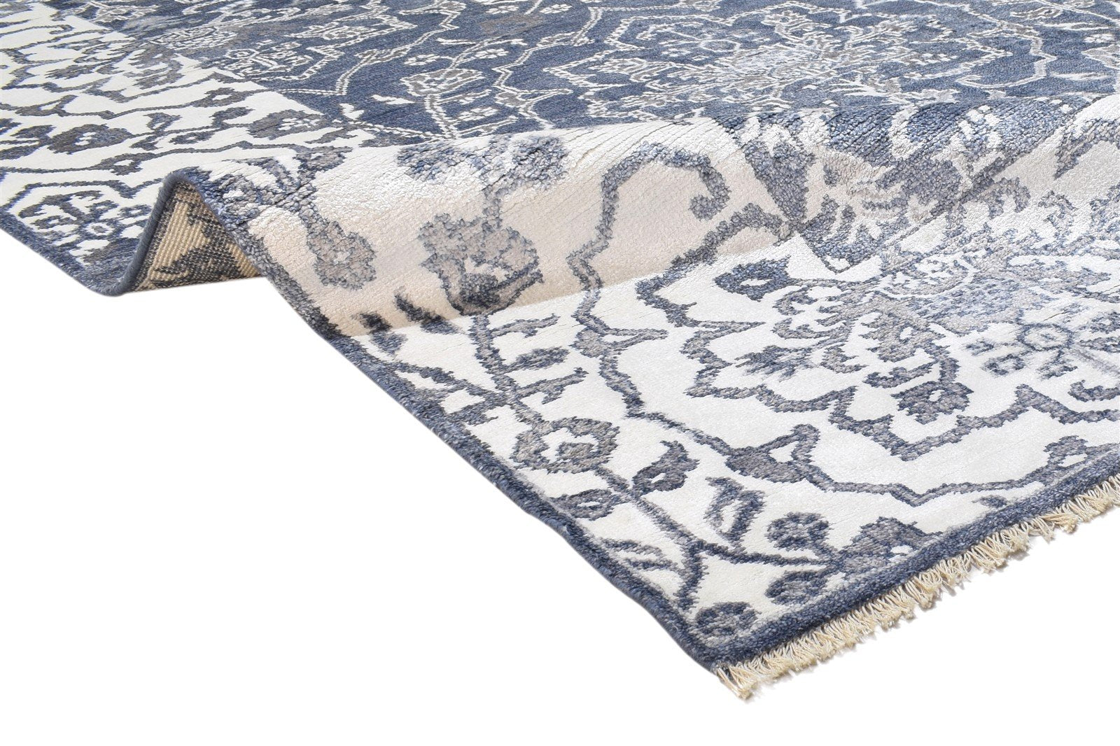 Jeniece 8' X 10' Rug Silk Charcoal Persian Hand Knotted Mughal Oriental 7864191352981