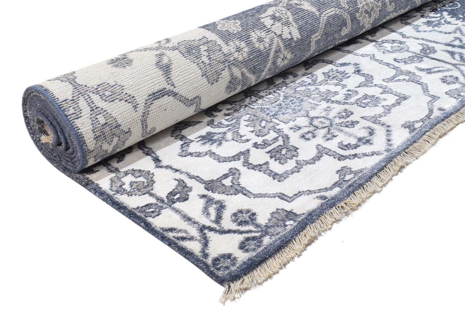 Jeniece 8' X 10' Rug Silk Charcoal Persian Hand Knotted Mughal Oriental 7864191352981